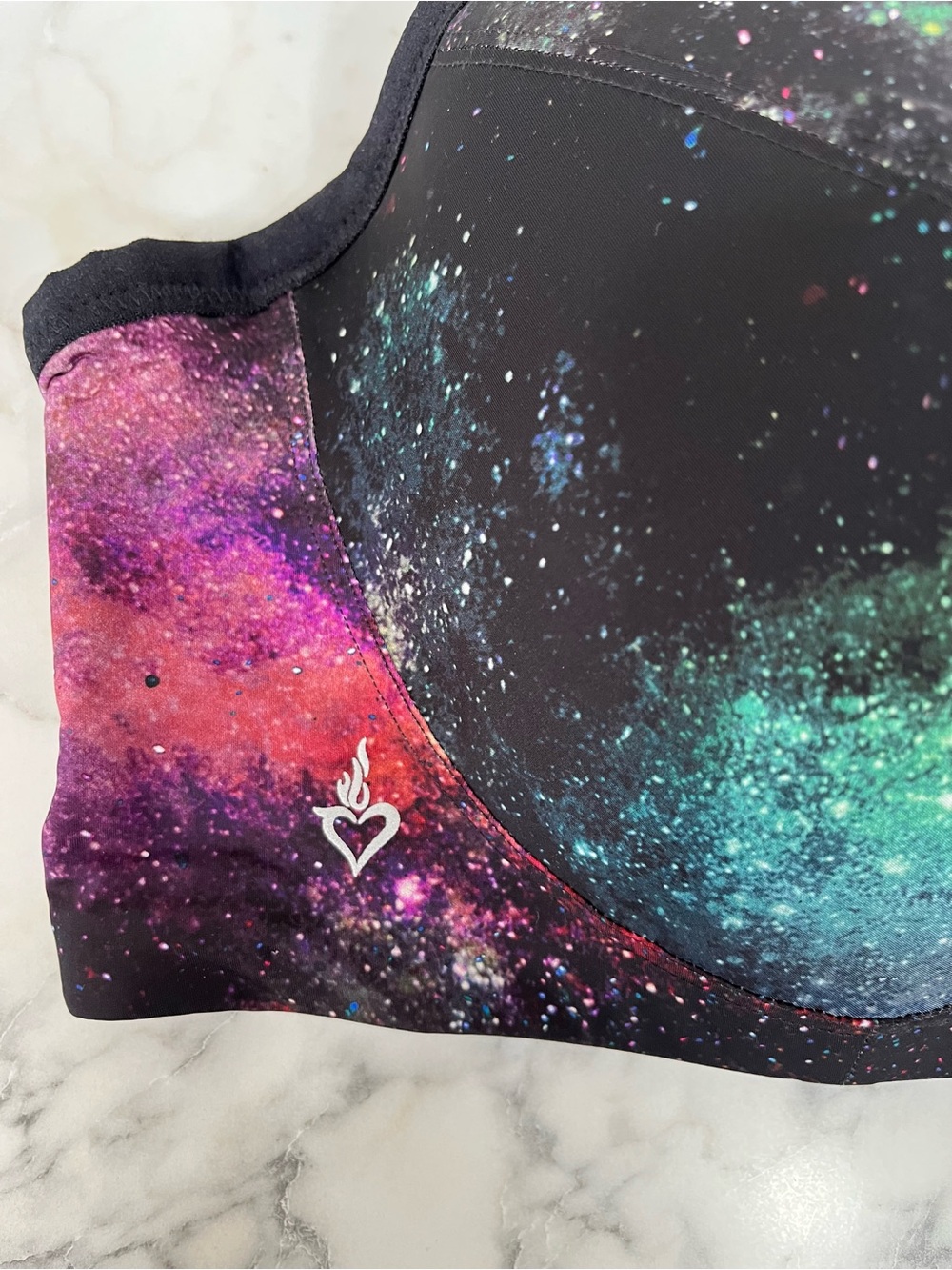 Torrid Mid Impact Underwire Sports Bra Bright Galaxy Neon Print Size 46C 46B - Picture 7 of 13